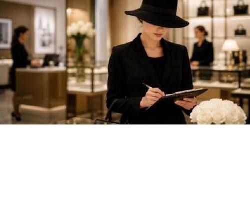 Trainer taking notes during a train-the-trainer session in a boutique